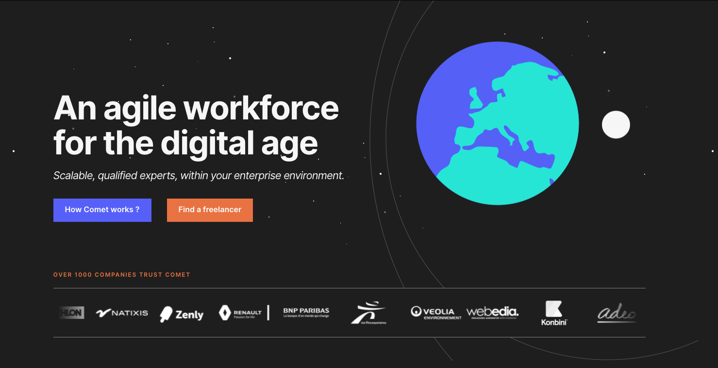 Comet, a freelancer marketplace built with No Code