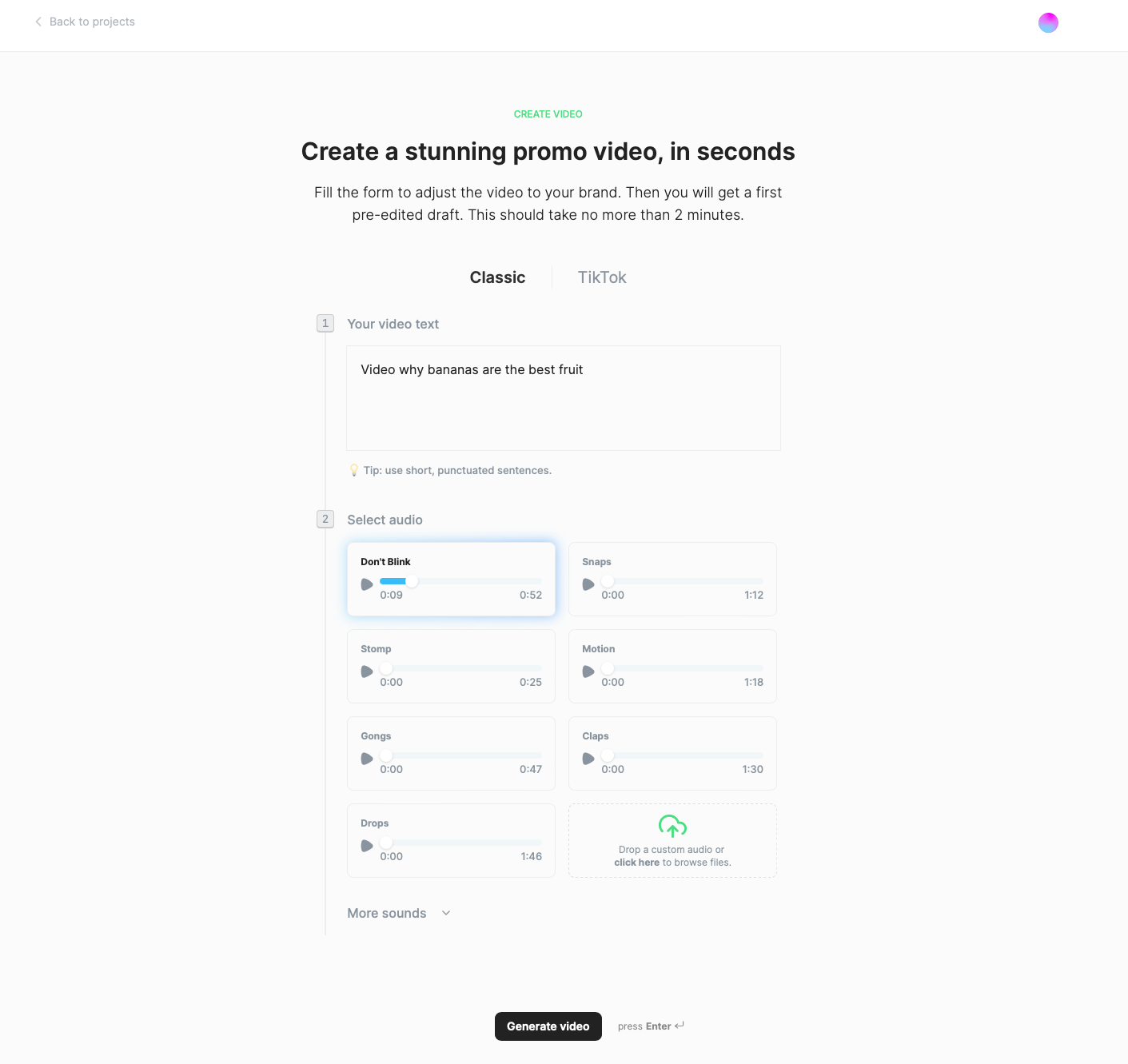 Video content app Typeframes
