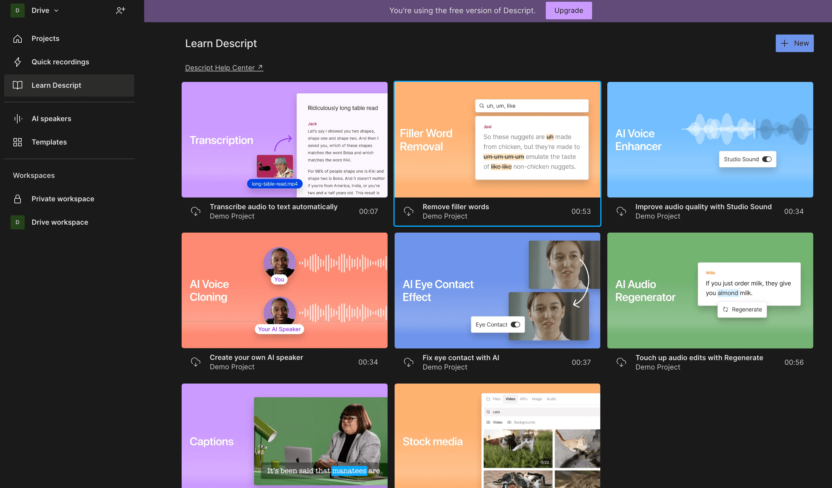 Descript User Interface