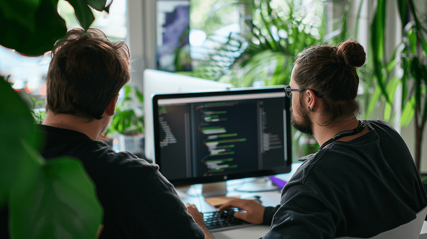 Web developers working on an app