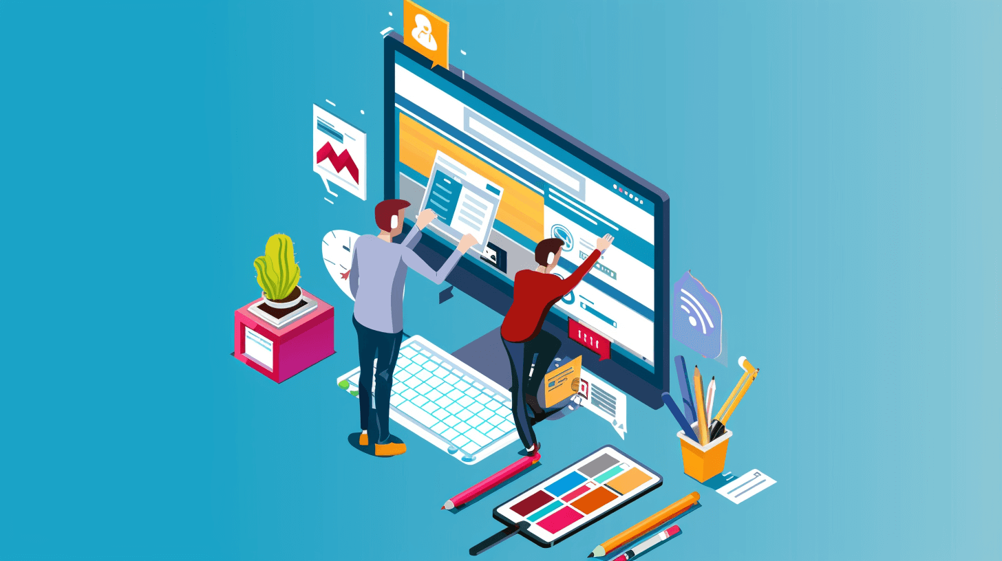 Web designer and a web developer working on an app