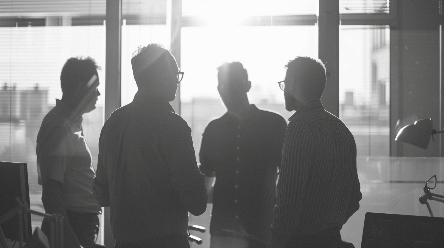 A team of devs discussing