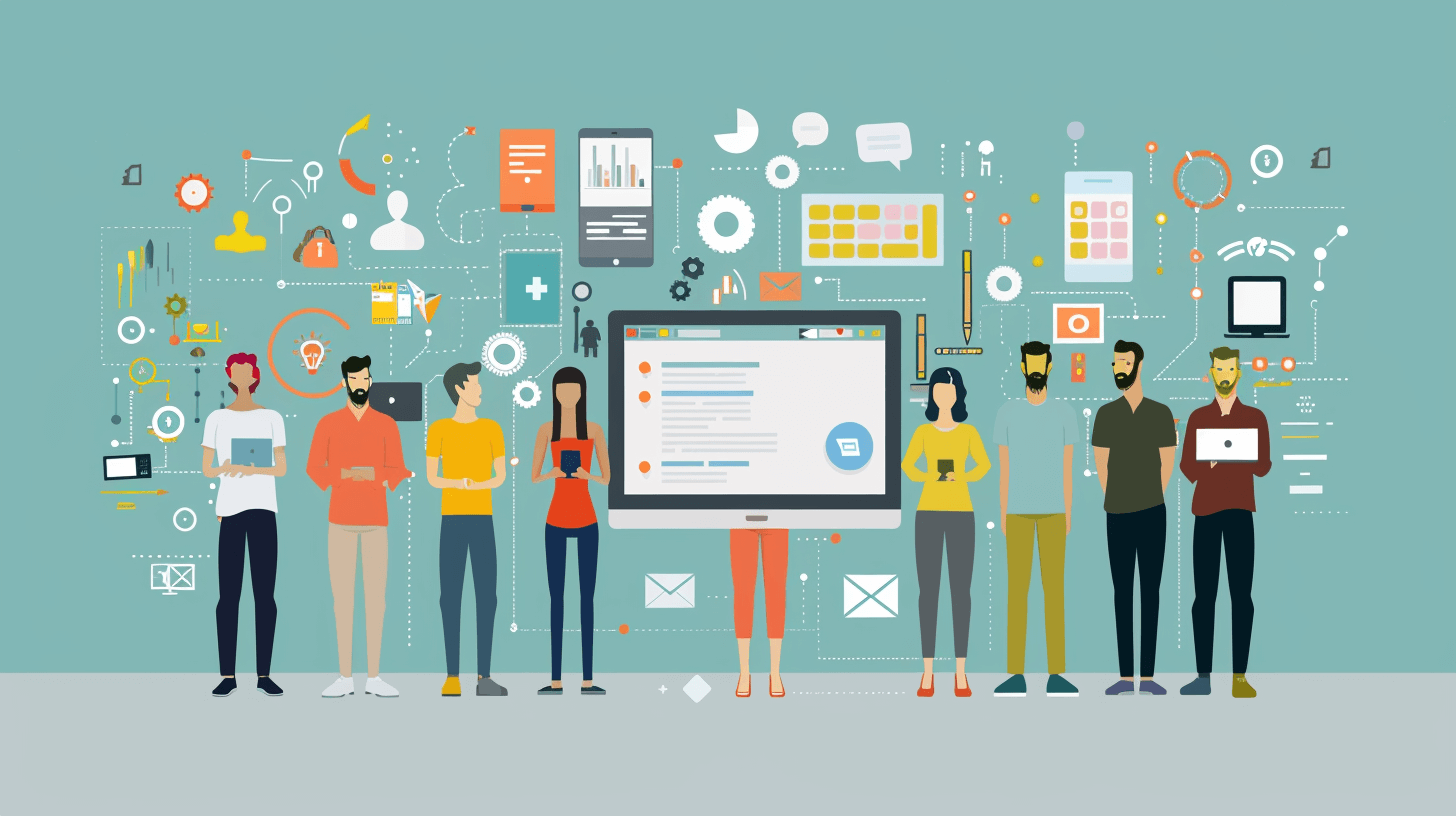 Illustration of many different developers