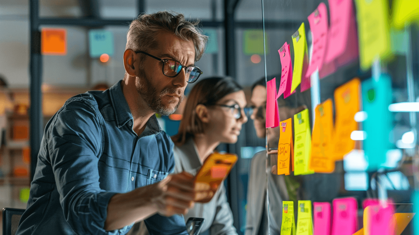 Team working on a board