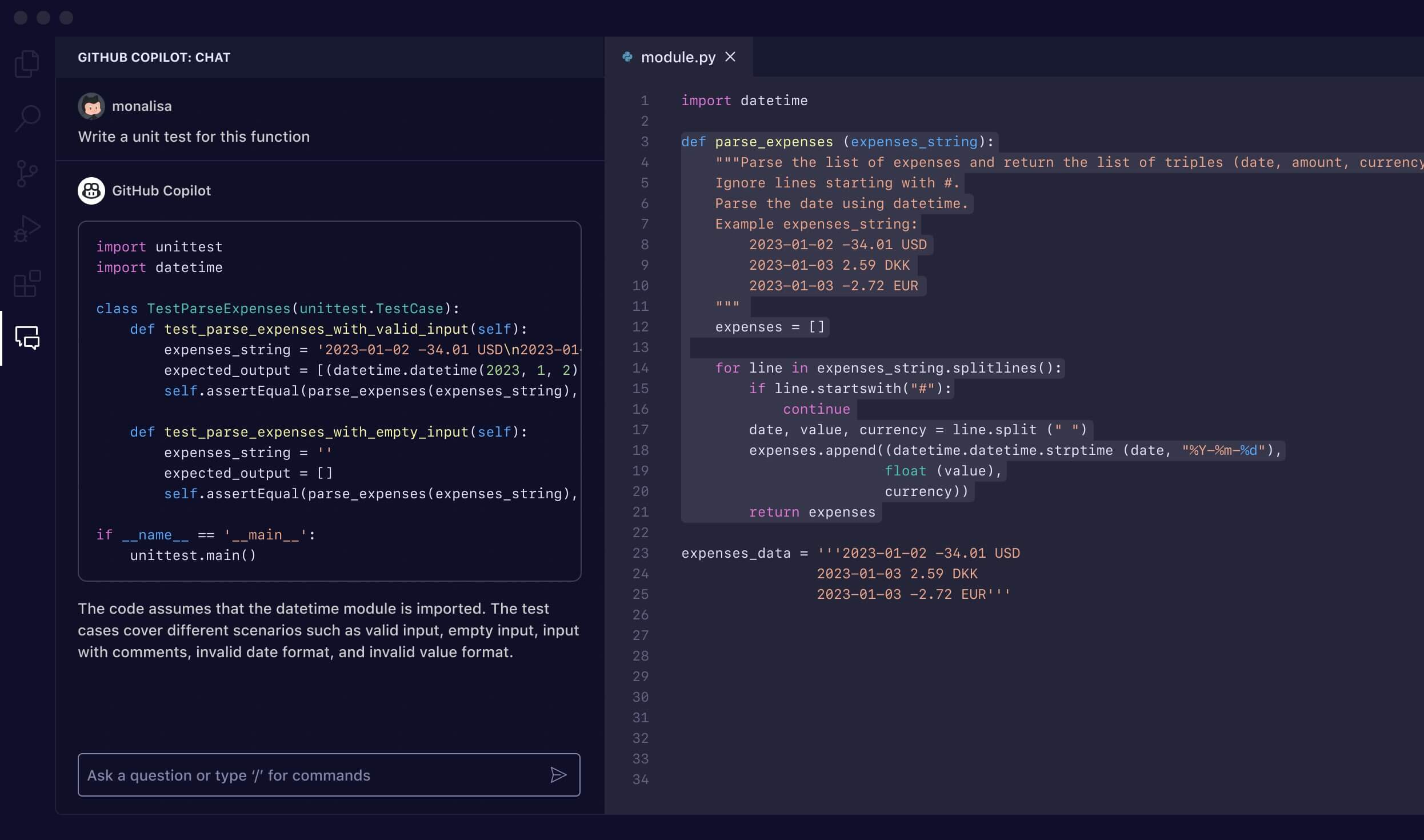 GitHub Copilot Interface