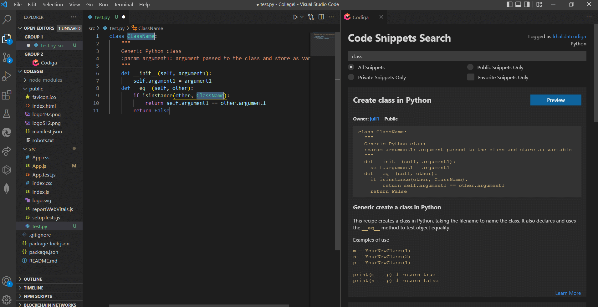 Codiga Interface