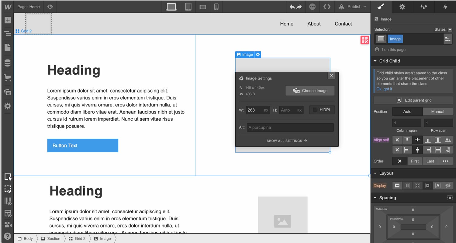 designing a website with Webflow, a No Code web development tool