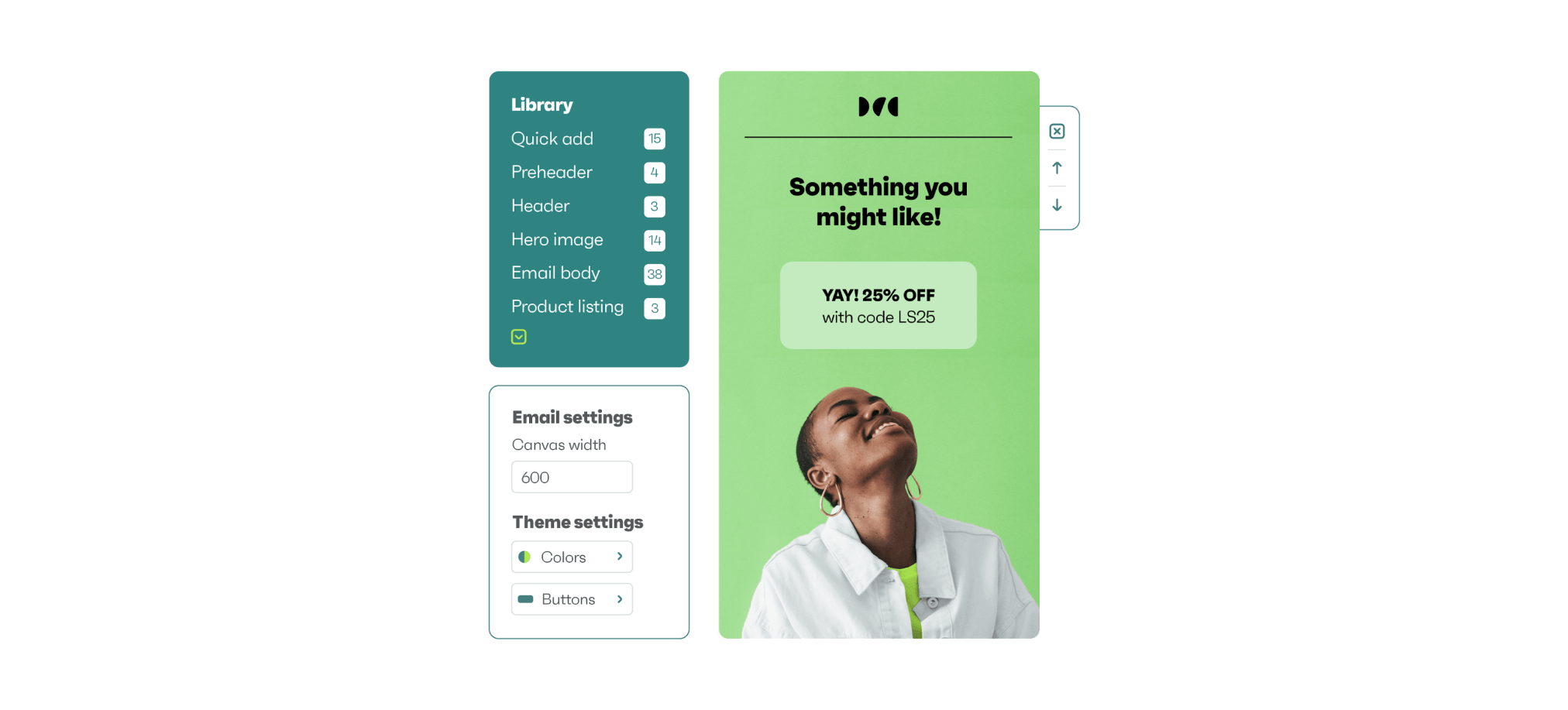 Omnisend email builder UI