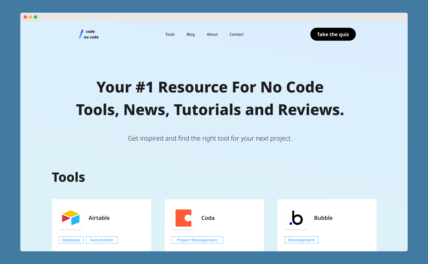 screenshot of codeornocode.com