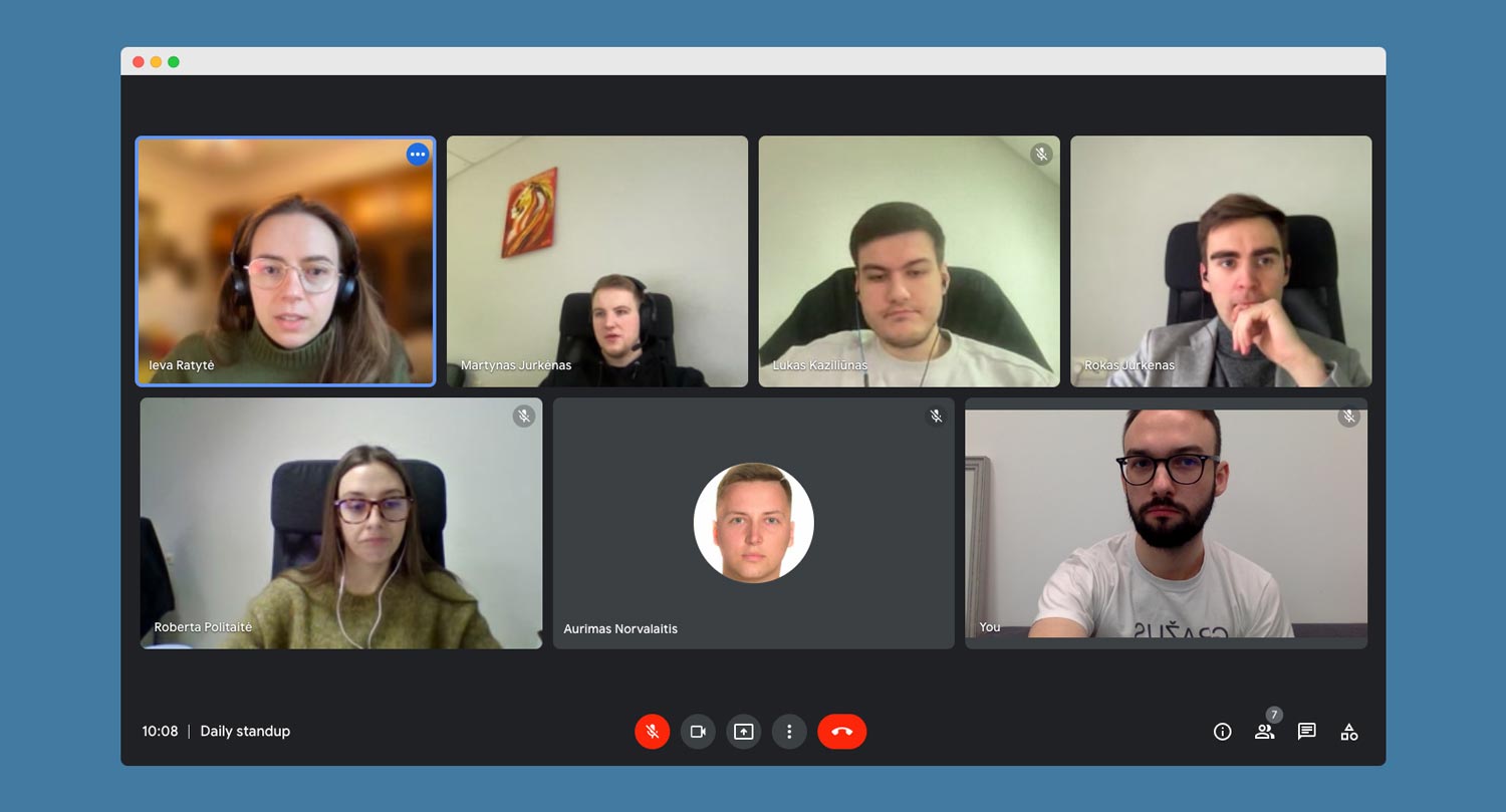A no code agency team working on google meets