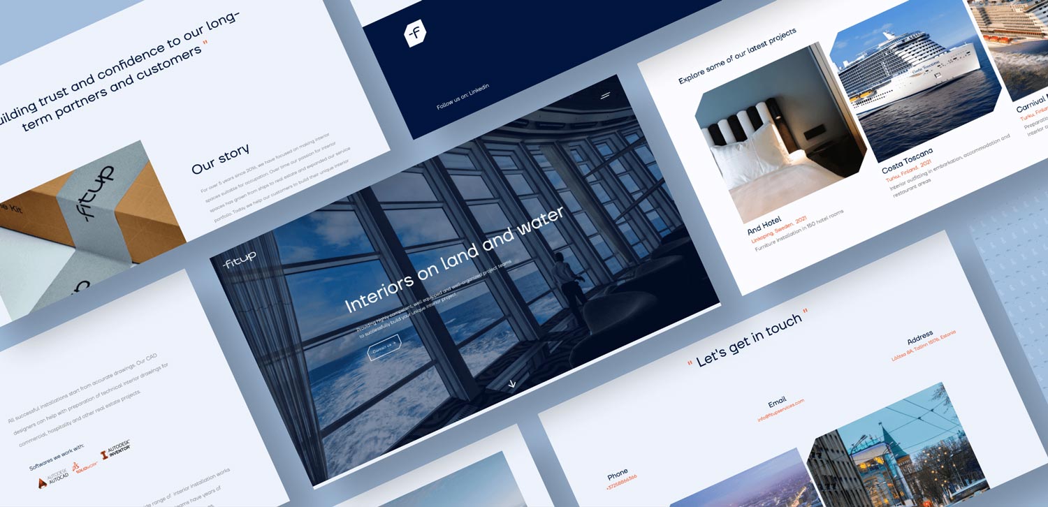 Screenshots of fitup, a website built with no code