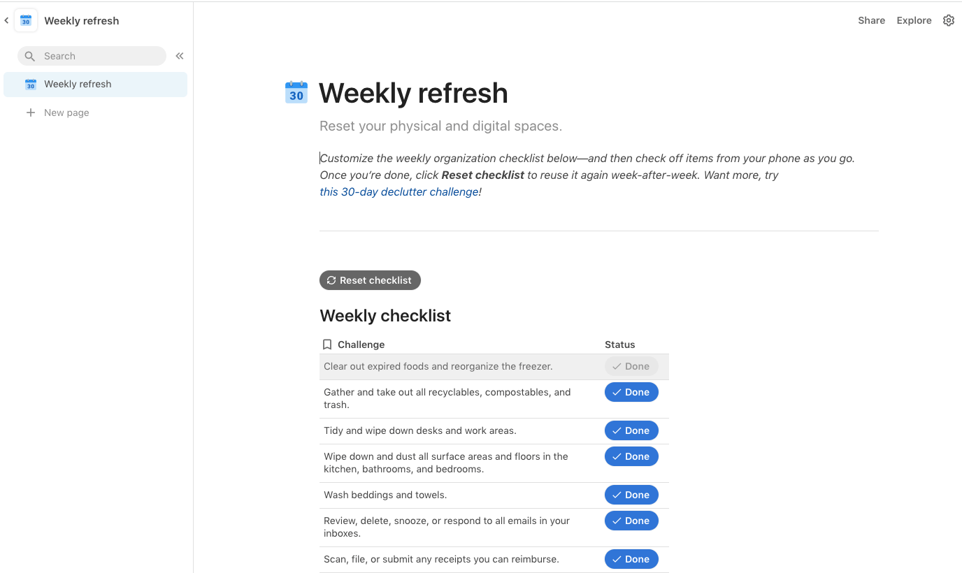 A screenshot of the UI of Coda, a No Code tool for making custom workspaces.