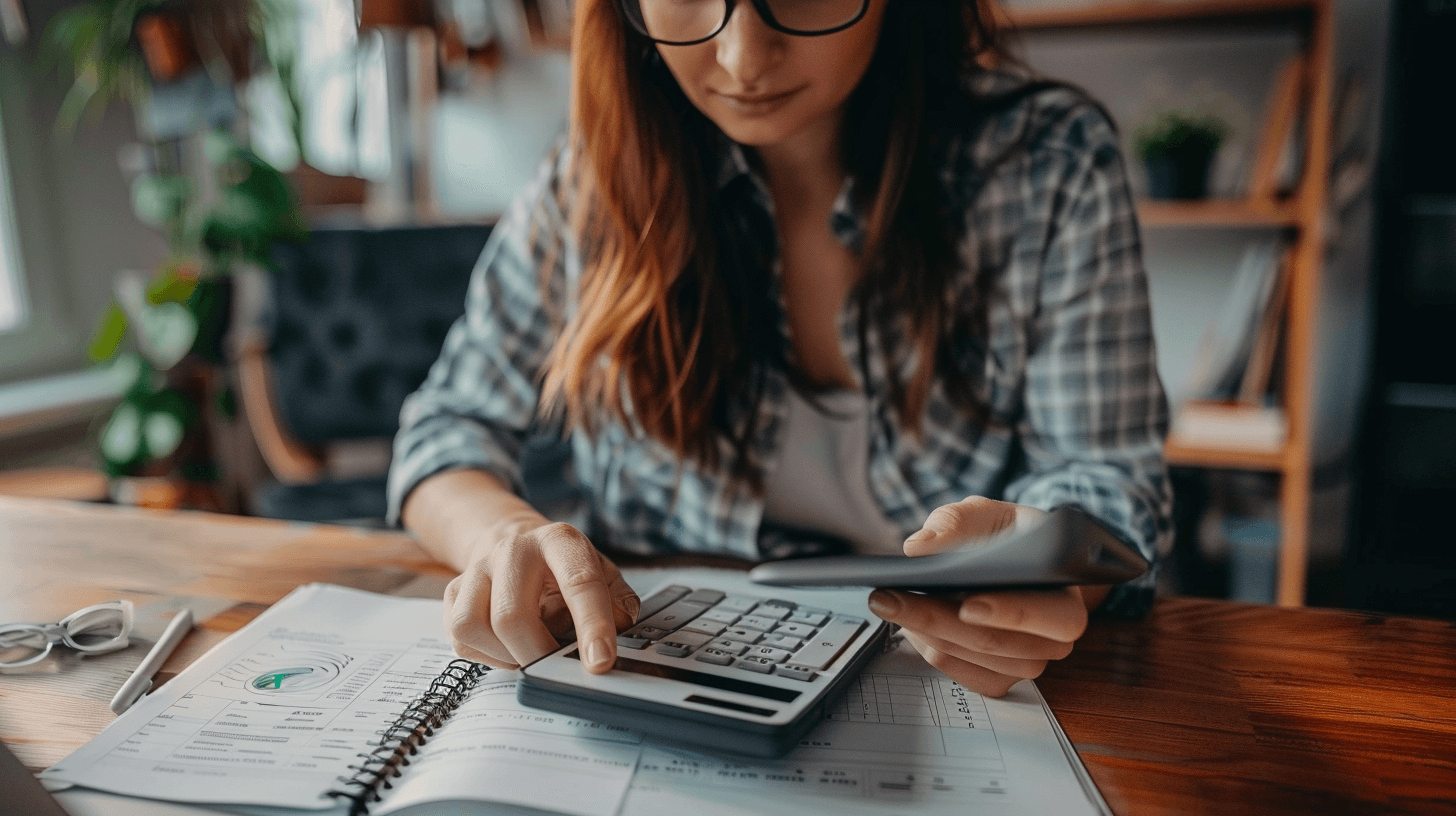 Person working trying to calculate costs