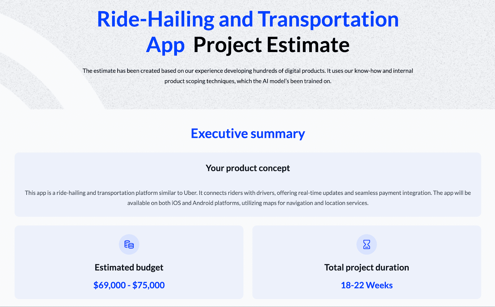 App like uber cost report
