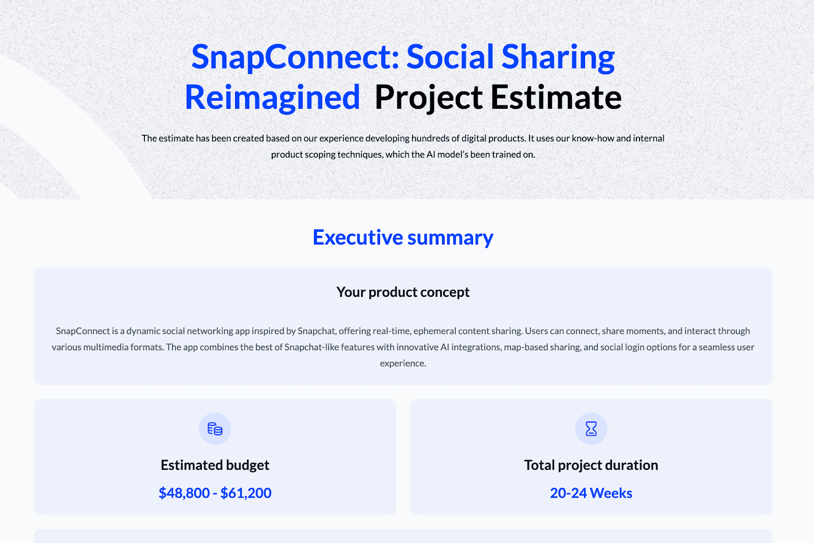 App like snapchat cost report