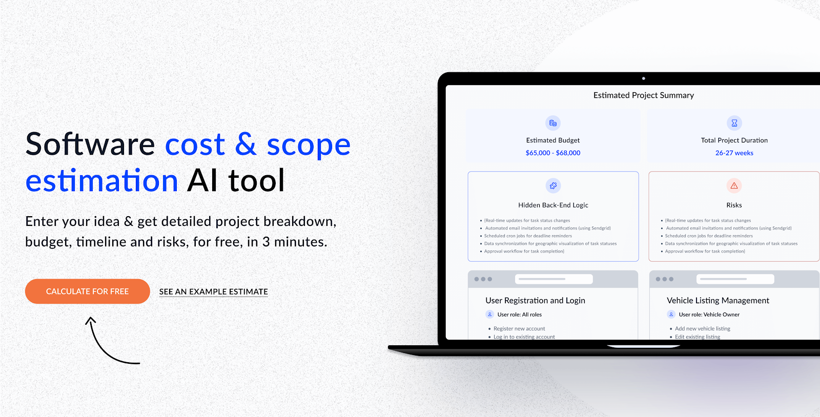 AI software cost estimator
