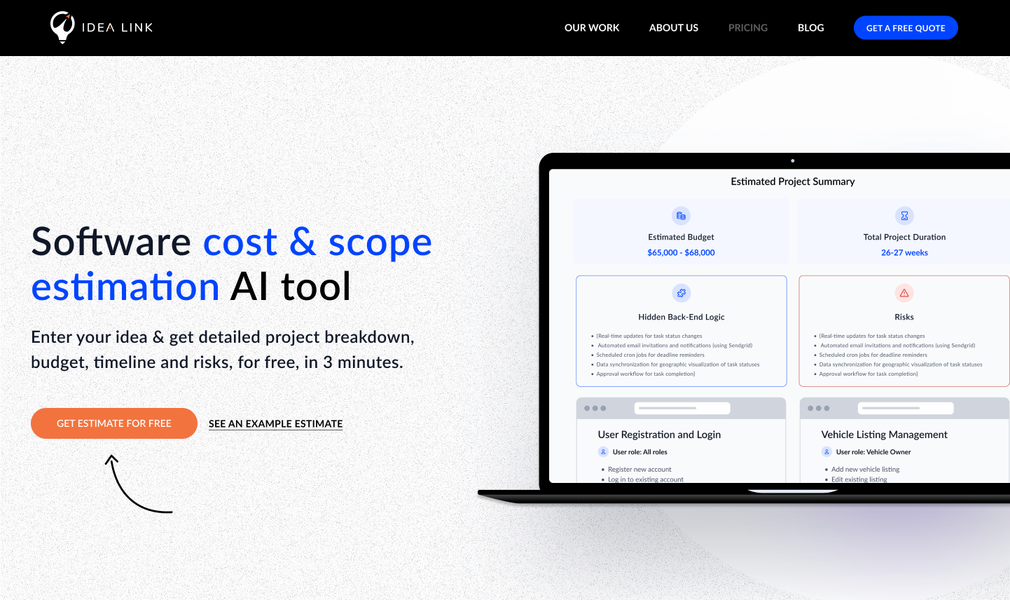 AI software cost estimator