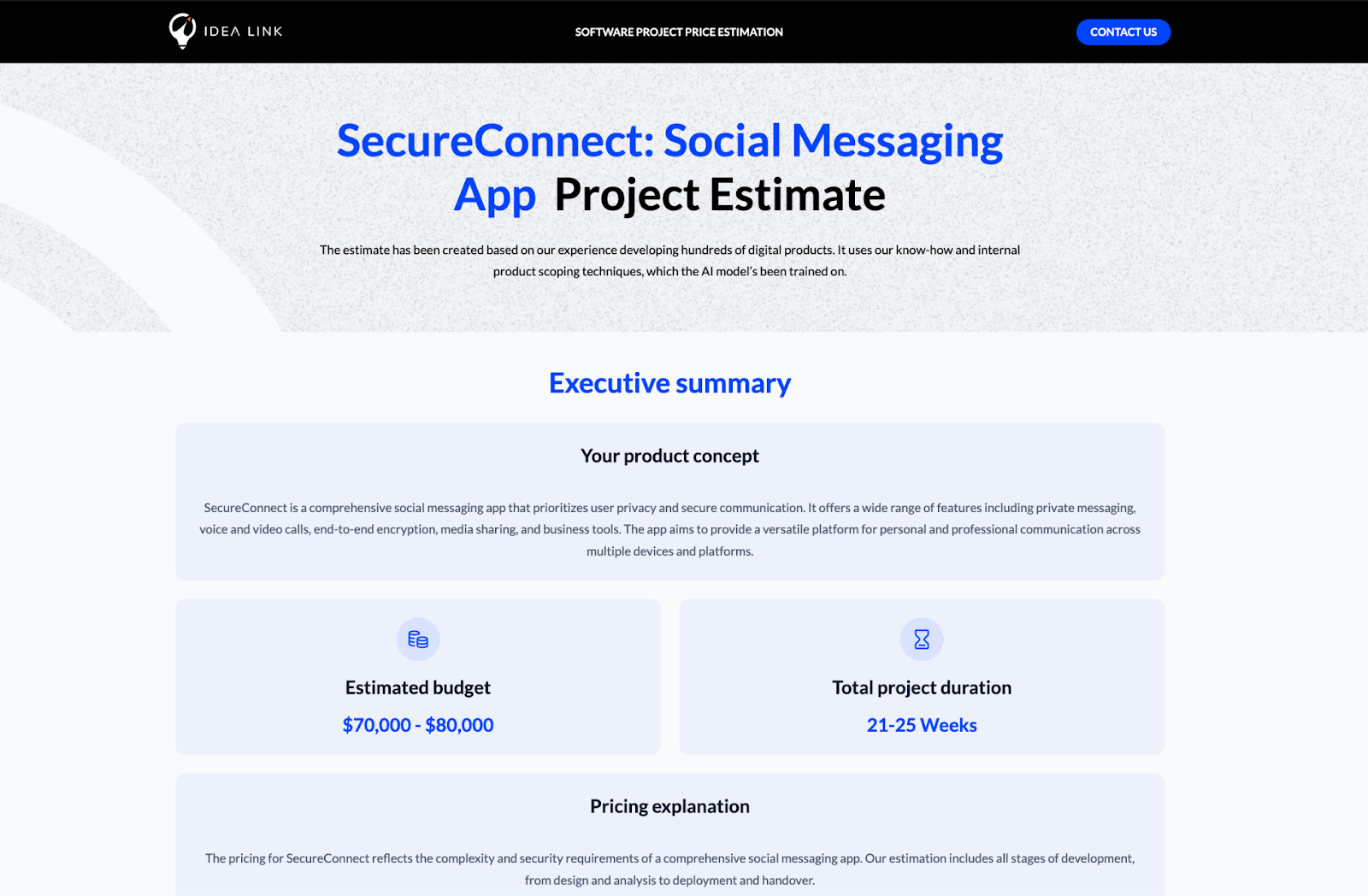 App like whatsapp estimate
