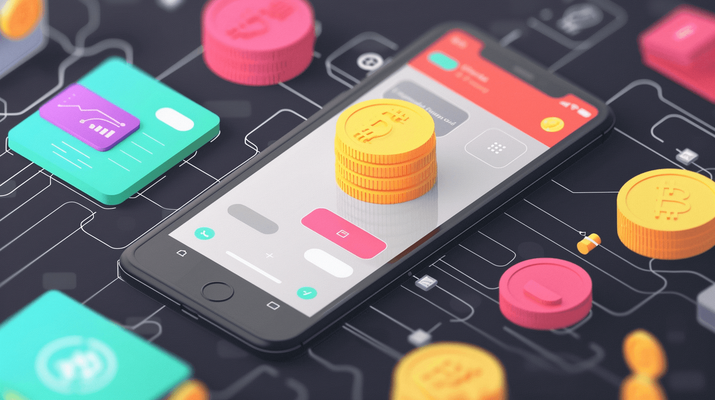 A few coins on a phone screen