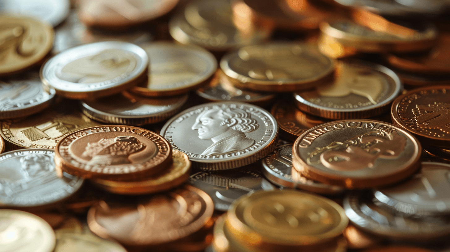 A lot of coins on a table