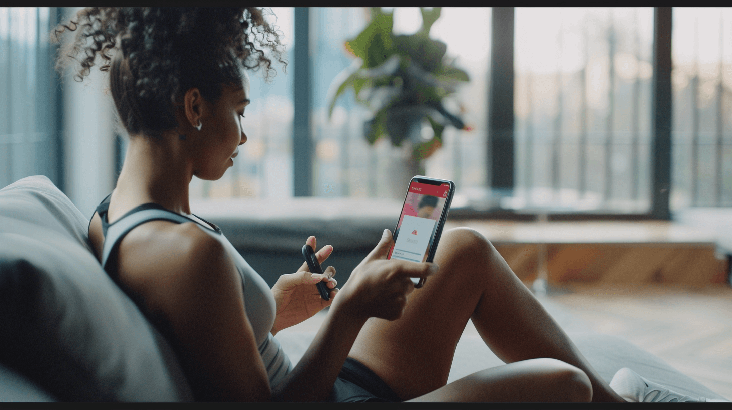 person using a fitness app