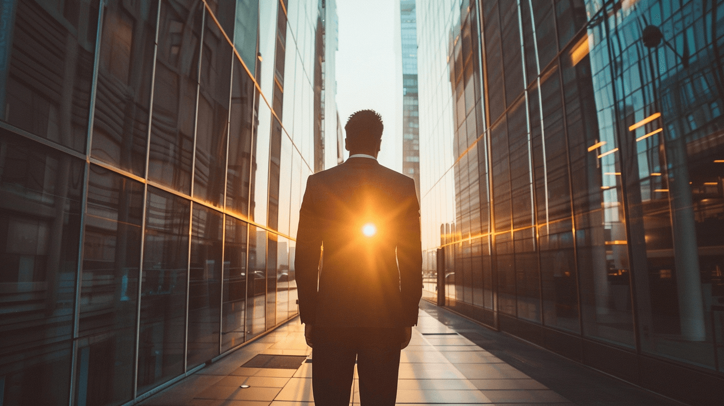Person walking through offices