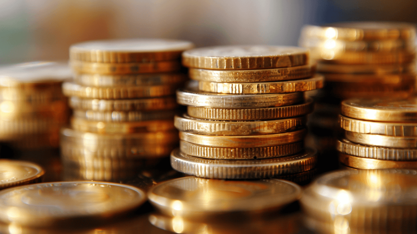 Many coins stacked
