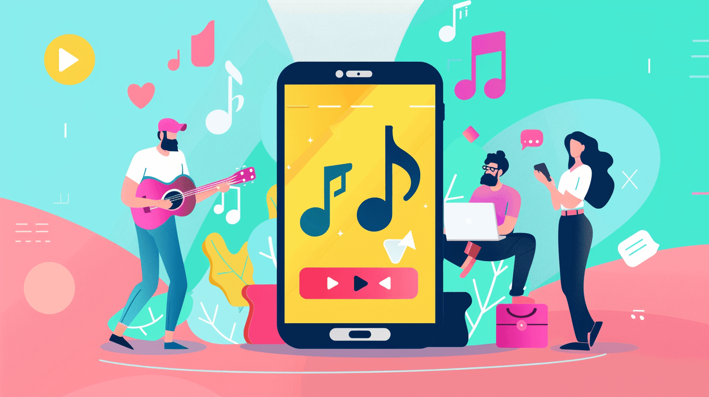 Ilustration of people working on an app