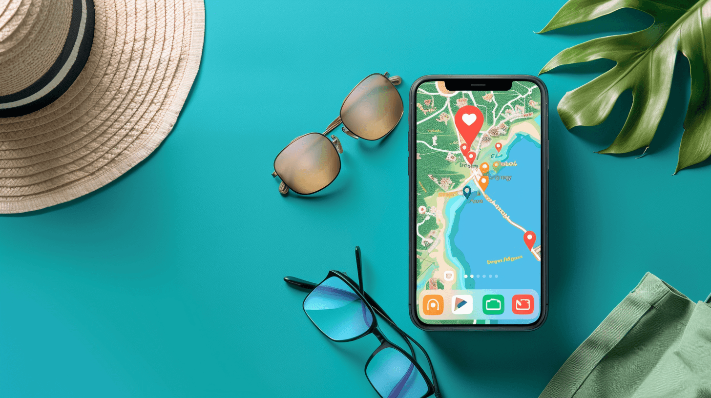 Vacation accessories and a phone