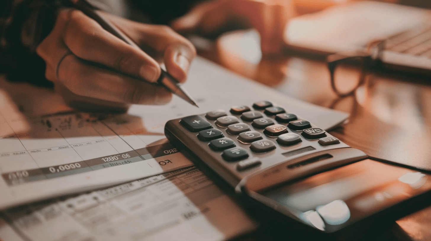 Person calculating at a desk