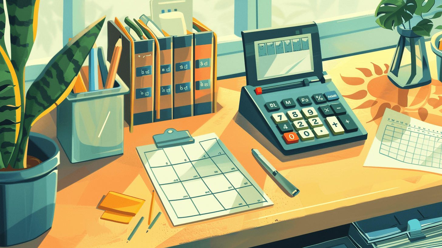 Calculator on a table 