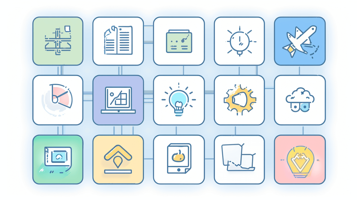 Illustration of many app logos