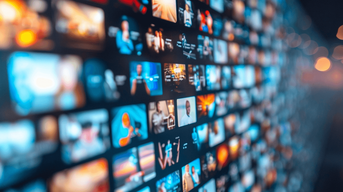 Screen full of screens of shows and films