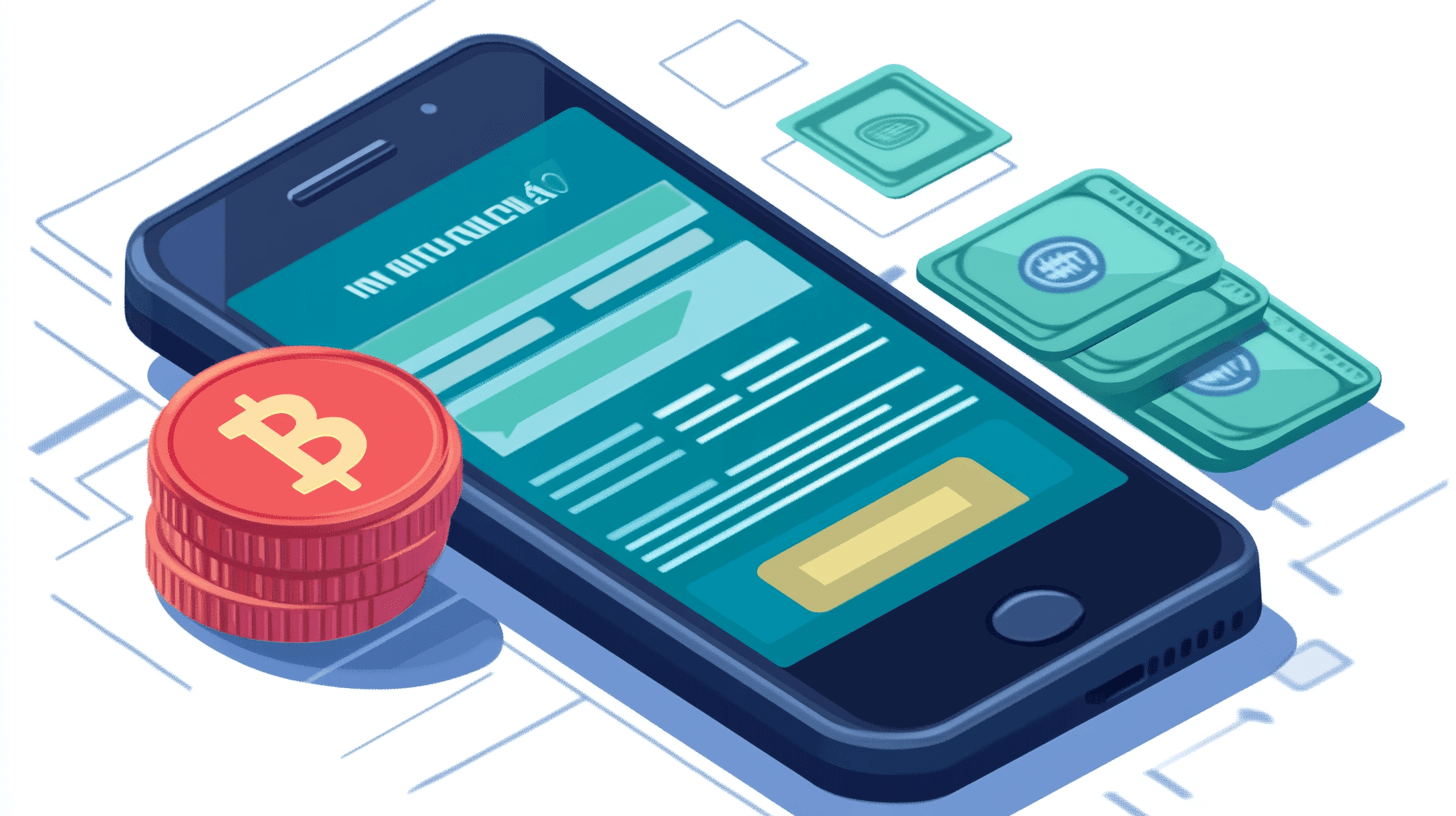 Money next to a phone illustration