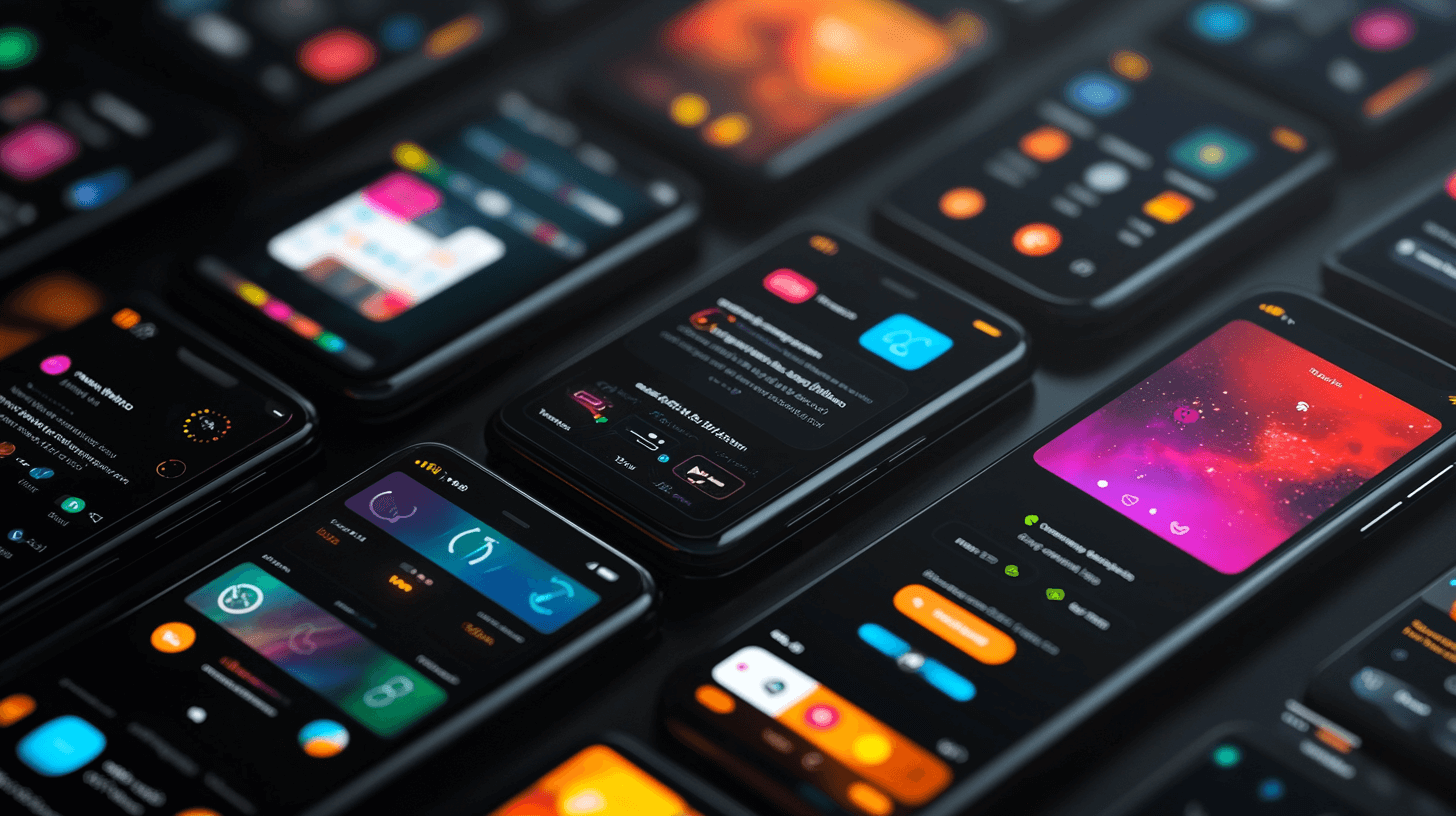 Many phones on a desk