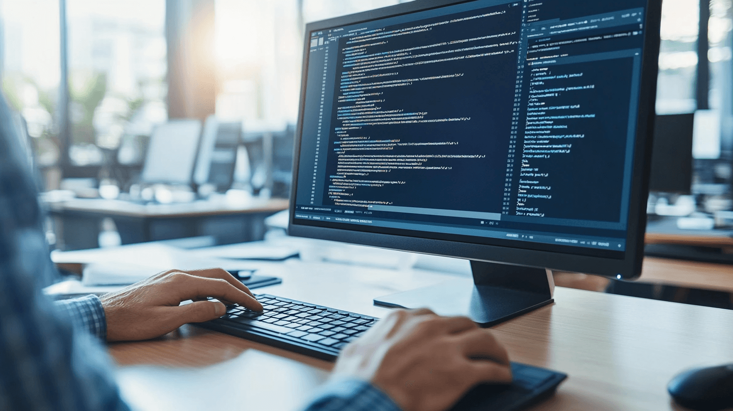 Person coding on a computer