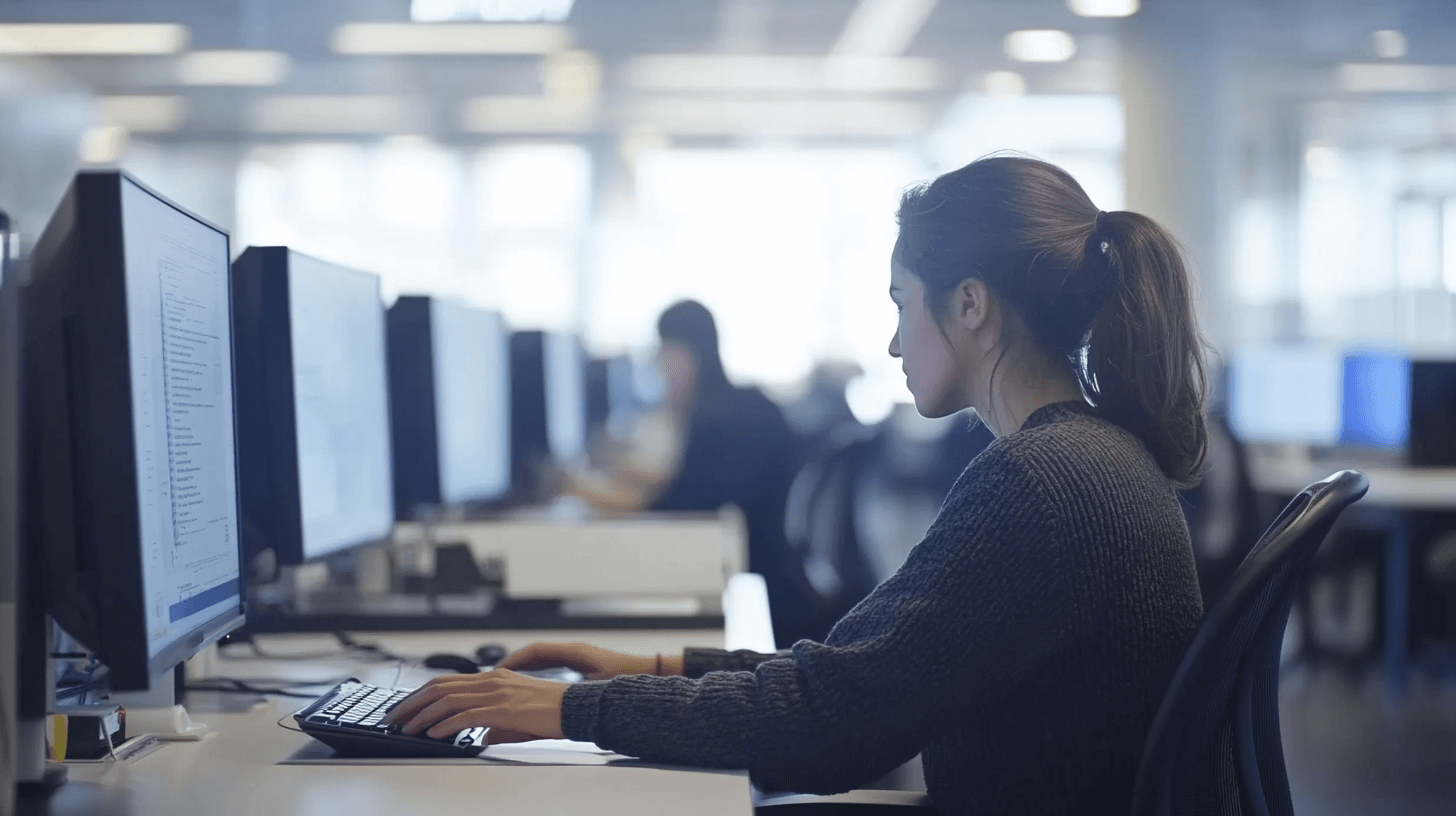 Woman working at a computer