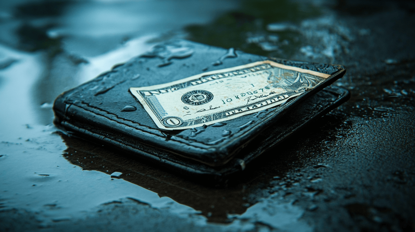 Dollar bill on a wallet
