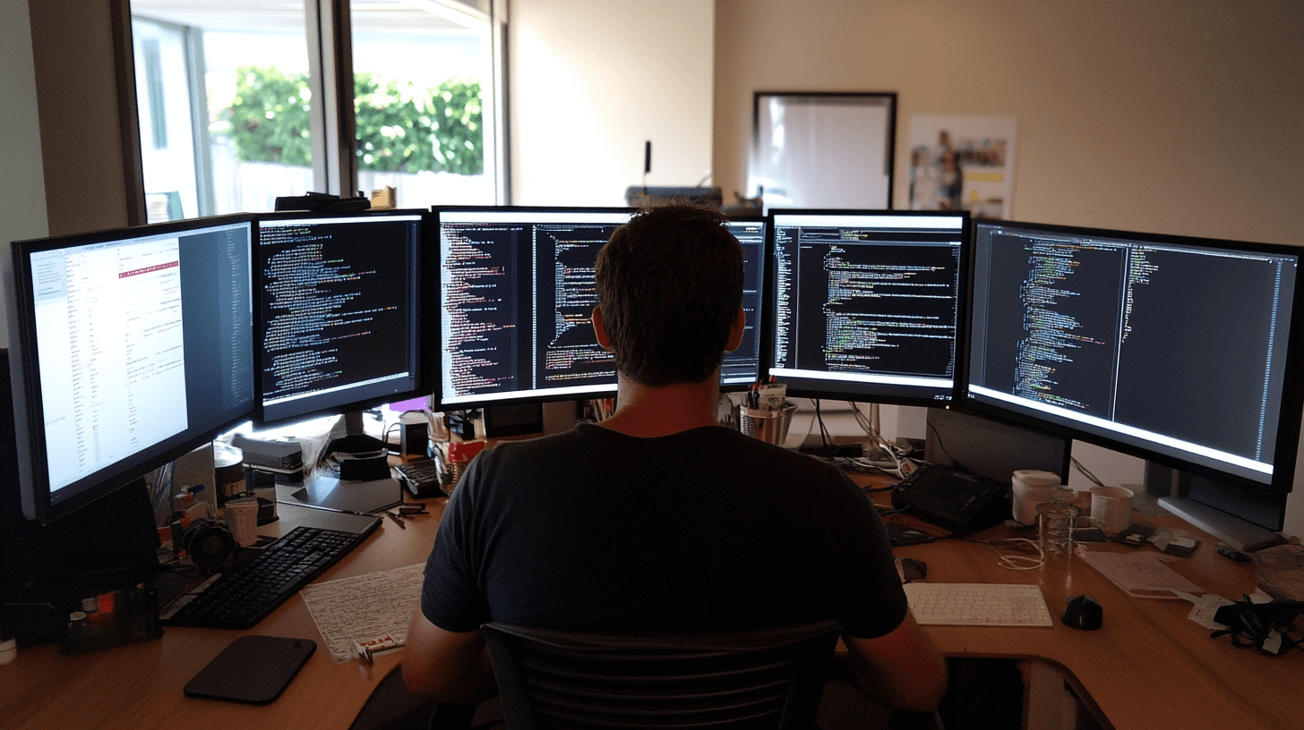 Developer looking at alot of monitors