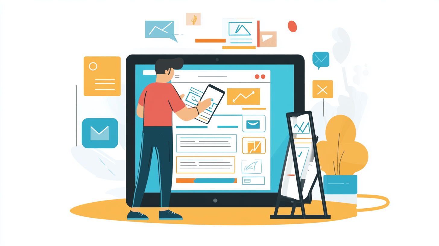 Person working on an app illustration