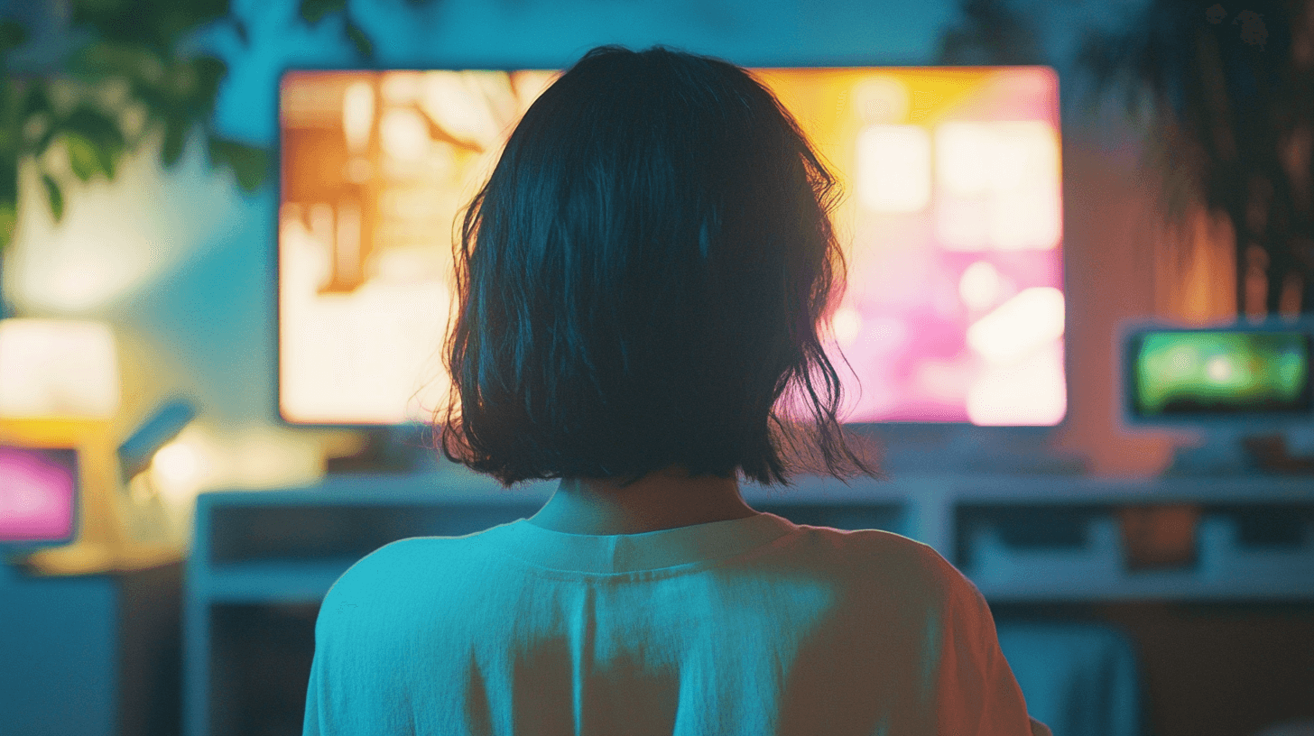 Person looking at a tv