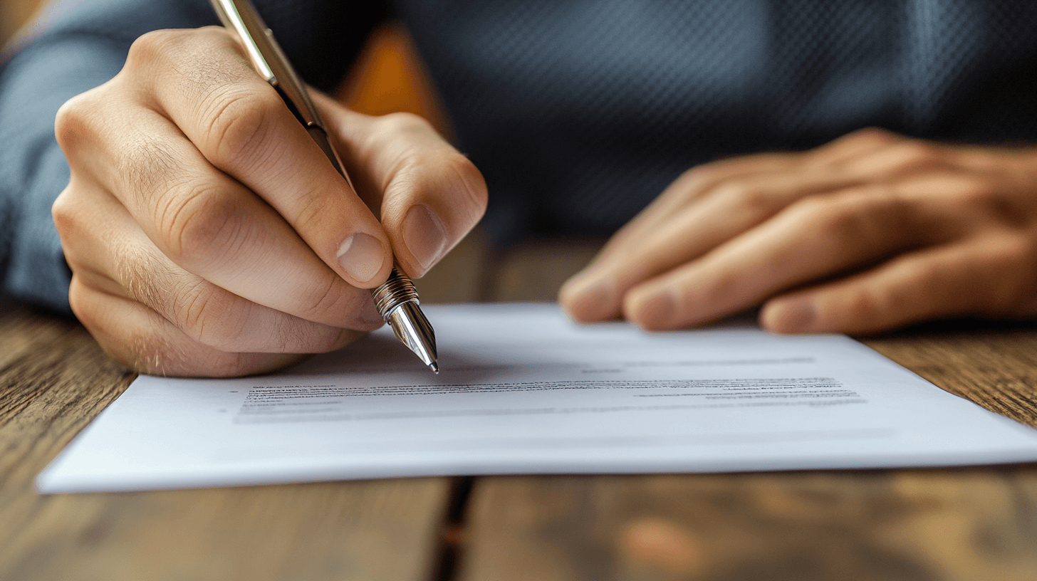 Person writing on a paper