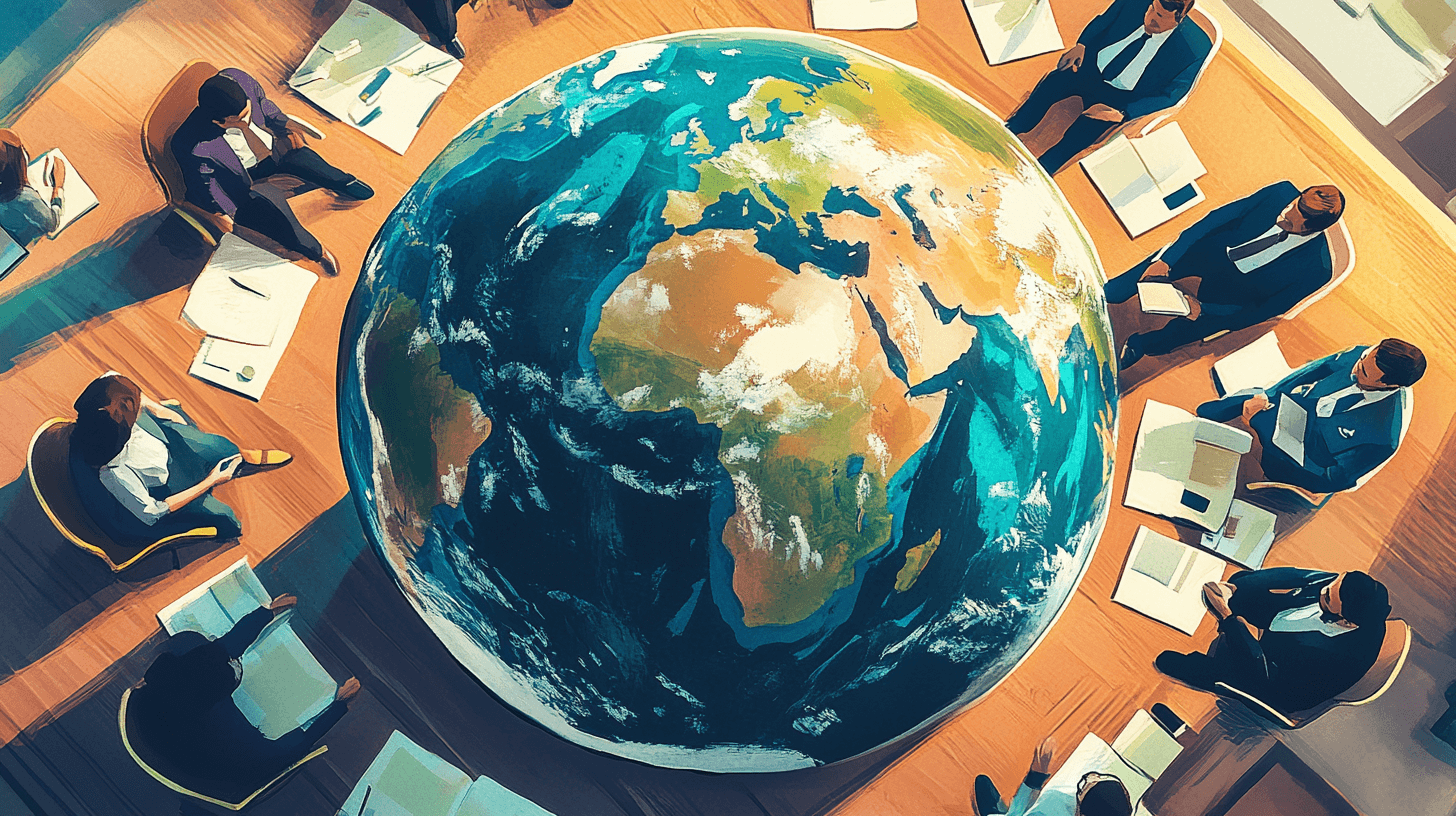 Map  the world in a huge conference room