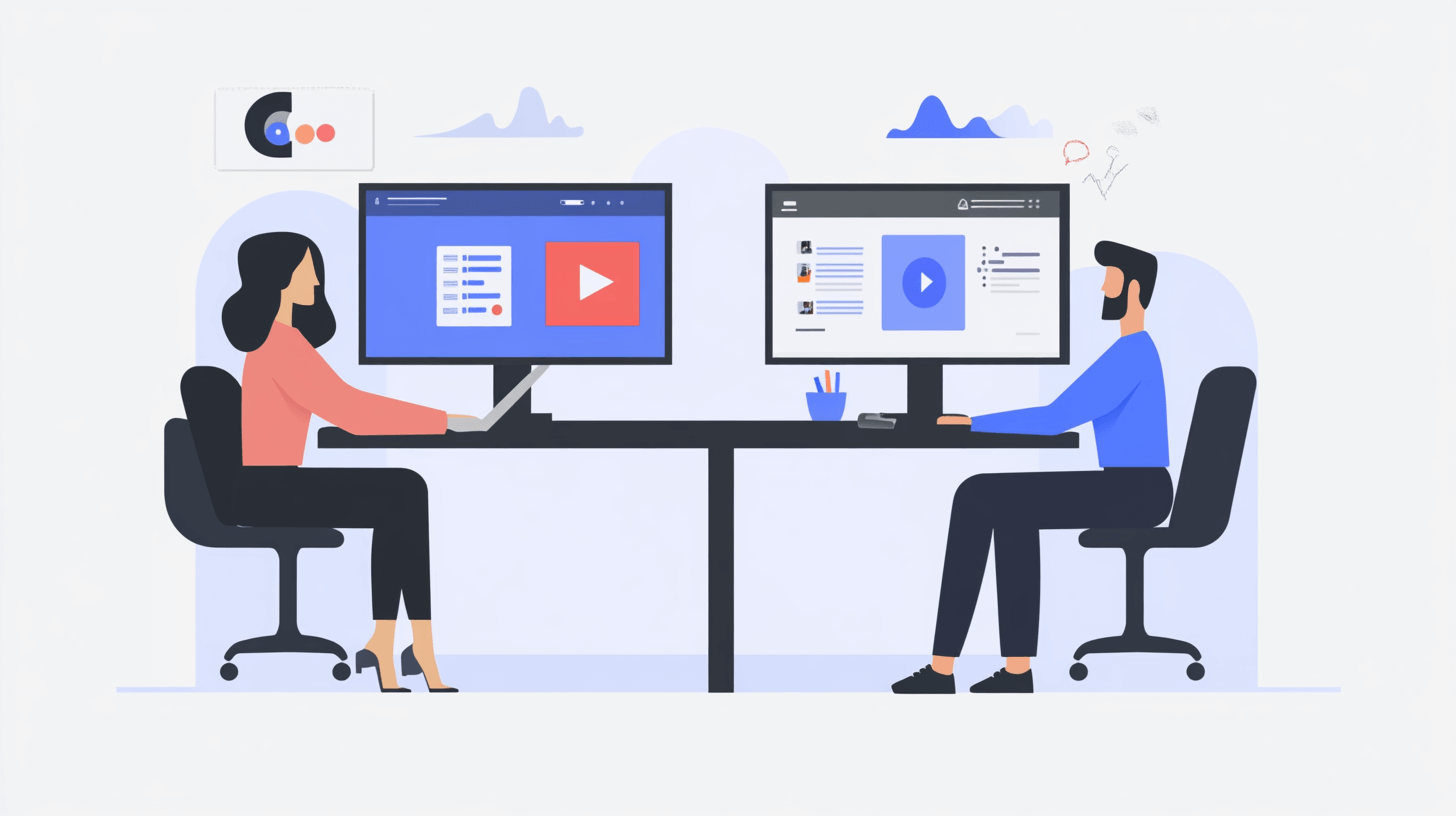 Two pcs with video conferences