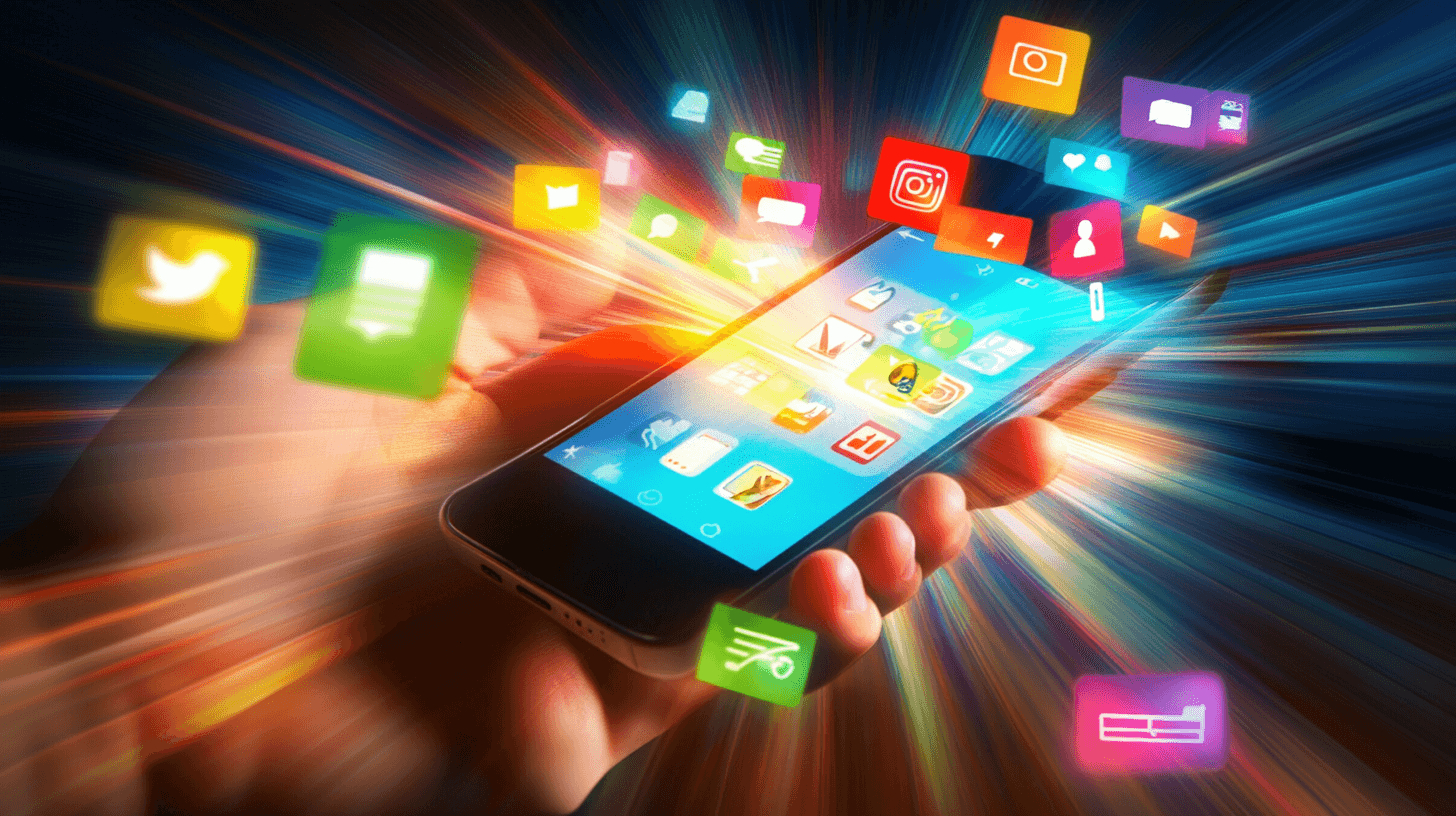 A lot of logos coming out of a phone