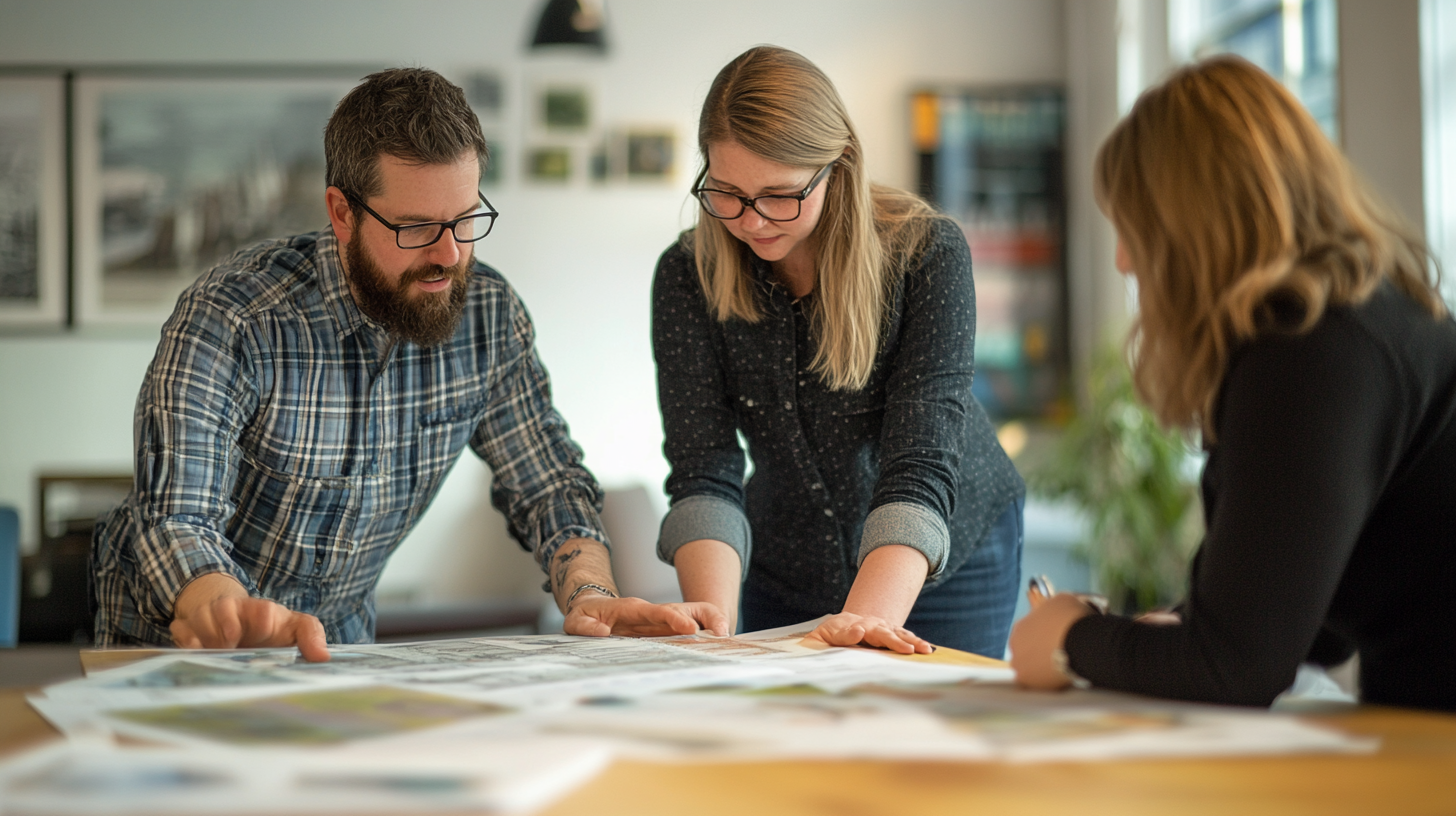 3 people working at a desk
