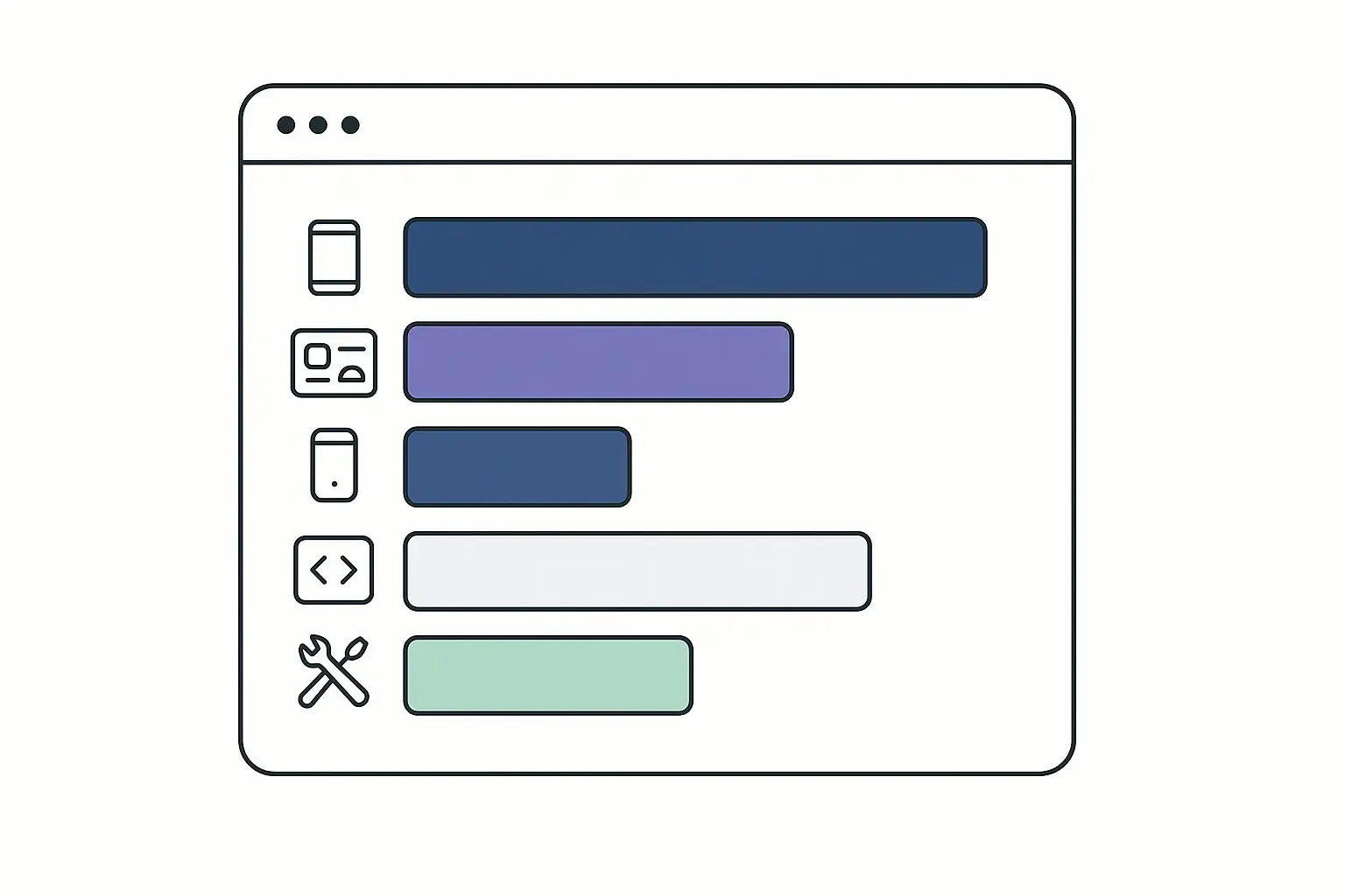 Minimal Notion-style bar chart showing development hours for food delivery app components like app, dashboard, backend.