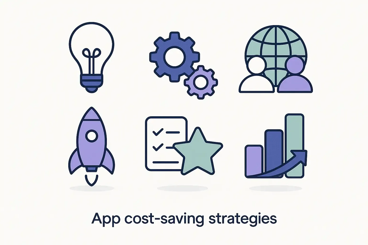Minimal Notion-style infographic of five Uber app cost-saving strategies with icons for each method, no text.